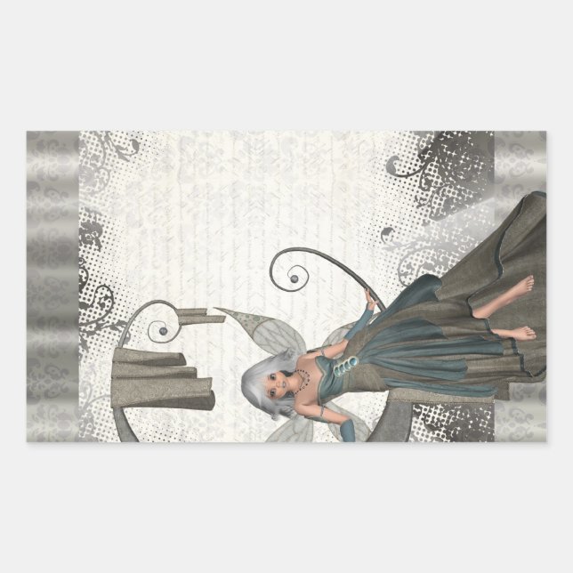 Cute manga fairy rectangular sticker (Front)