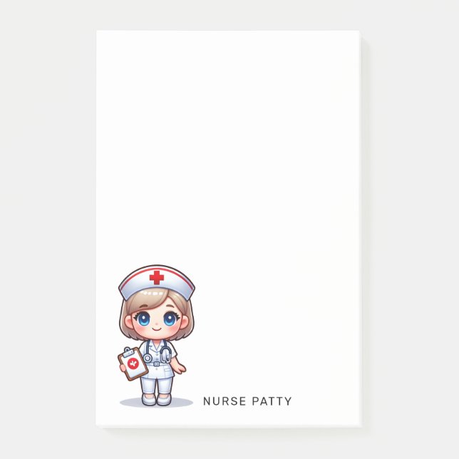 Cute Manga Nurse Blonde Hair Caricature Custom Post-it Notes (Front)
