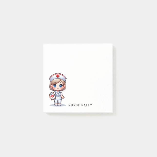 Cute Manga Nurse with Blonde Hair Blue Eyes 3 x 3 Post-it Notes (Front)