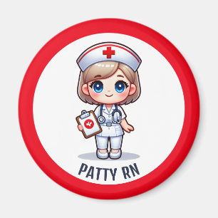 Cute Manga Nurse with Blonde Hair Blue Eyes Custom Magnet