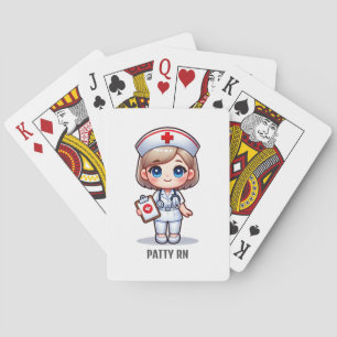 Cute Manga Nurse with Blonde Hair Blue Eyes Custom Playing Cards
