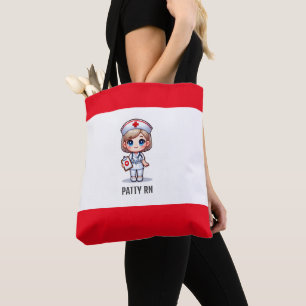 Cute Manga Nurse with Blonde Hair Blue Eyes Custom Tote Bag