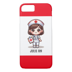 Cute Manga Nurse with Brown Hair Brown Eyes Custom iPhone 8/7 Case