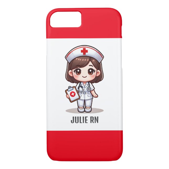 Cute Manga Nurse with Brown Hair Brown Eyes Custom Case-Mate iPhone Case (Back)