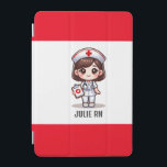 Cute Manga Nurse with Brown Hair Brown Eyes Custom iPad Mini Cover<br><div class="desc">This tablet mini cover for nurses features a cute Manga nurse with brown hair and brown eyes wearing a nurses cap and outfit with a name to personalise. Perfect for a nurse or nursing school graduate. Image generated with AI.</div>