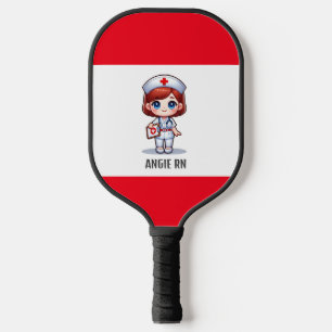 Cute Manga Nurse with Red Hair Blue Eyes Custom Pickleball Paddle