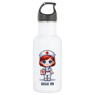 Cute Manga Nurse with Red Hair Personalised 532 Ml Water Bottle