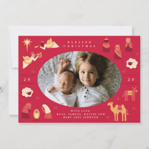 Cute Manger Scene Holiday Card