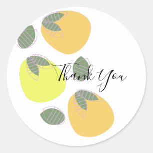 Cute Mango Orange Yellow Fruit Thank You Classic Round Sticker