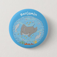 Cute manta ray and bubbles cartoon illustration