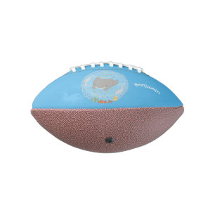 Cute manta ray and bubbles cartoon illustration american football