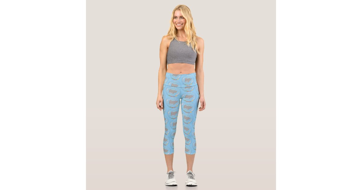 Cute manta ray and bubbles cartoon illustration capri leggings | Zazzle.co.uk