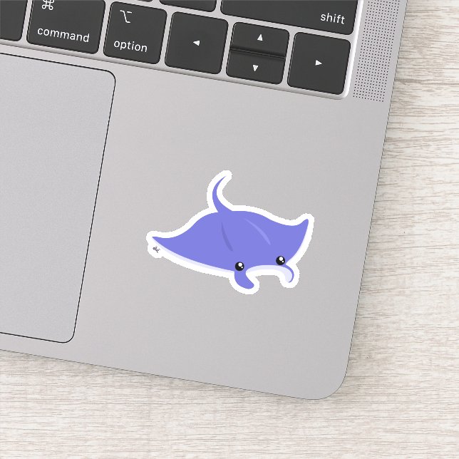 Cute Manta Ray Custom-Cut Vinyl Sticker (Detail)