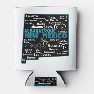 Cute map of New Mexico Albuquerque Map Santa Fe Can Cooler