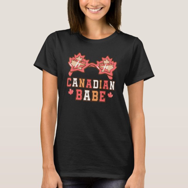Cute Maple Leaf Sunglasses Canada Day Canadian Bab T-Shirt (Front)