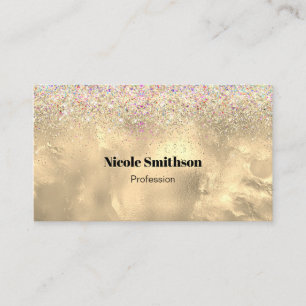 Cute marble art gold faux glitter business card