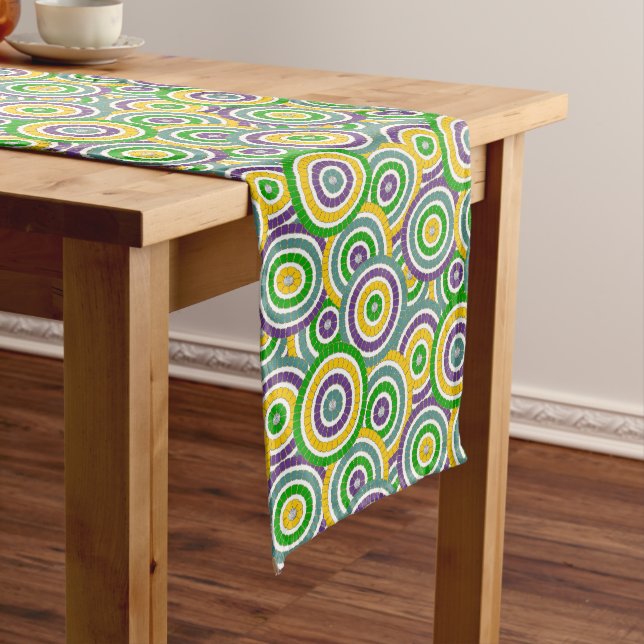 Cute Mardi Gra pattern tiled Long Table Runner (In Situ)