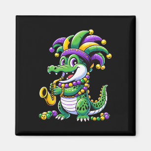 Cute Mardi Gras Alligator Jester Hat Carnival Para Magnet