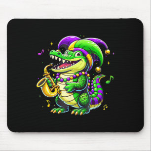 Cute Mardi Gras Alligator Jester Hat Carnival Para Mouse Mat