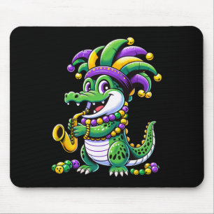 Cute Mardi Gras Alligator Jester Hat Carnival Para Mouse Mat
