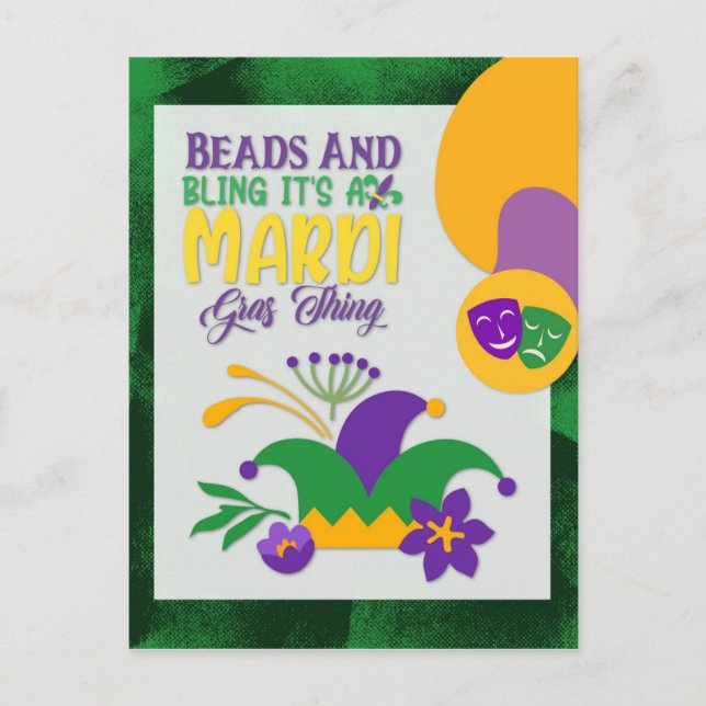 Cute Mardi Gras Beads and Bling Postcard (Front)