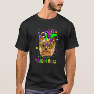 Cute Mardi Gras Carnival Yorkshire Terrier Dog Mar T-Shirt