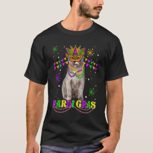 Cute Mardi Gras Cat Burmese Mask Beads Festival T-Shirt