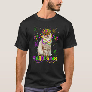 Cute Mardi Gras Cat Siberian Mask Beads Festival T-Shirt