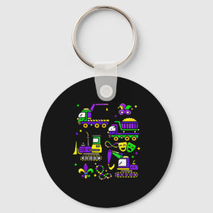 Cute mardi gras construction trucks excavator toys key ring