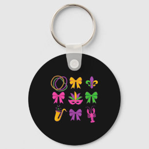 Cute Mardi Gras Coquette Bows Key Ring