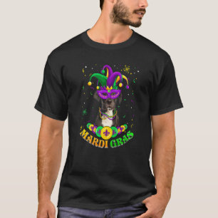 Cute Mardi Gras Dane Dog Dad Dog Mom Mask Beads Pr T-Shirt