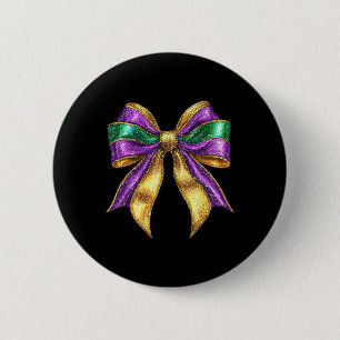 Cute Mardi Gras Fat Coquette Bow Tuesday Kids Girl 6 Cm Round Badge
