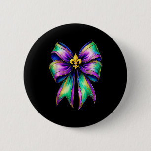 Cute Mardi Gras Fat Coquette Bow Tuesday Kids Girl 6 Cm Round Badge