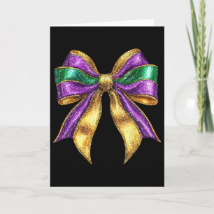 Cute Mardi Gras Fat Coquette Bow Tuesday Kids Girl Card