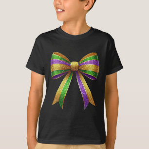 Cute Mardi Gras Fat Coquette Bow Tuesday Kids Girl T-Shirt