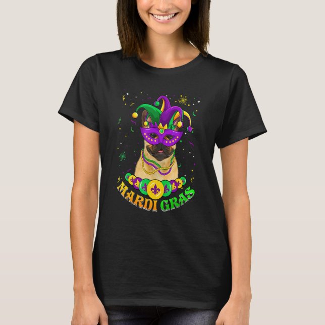 Cute Mardi Gras French Bulldog Dog Dad Dog Mom Mas T-Shirt (Front)
