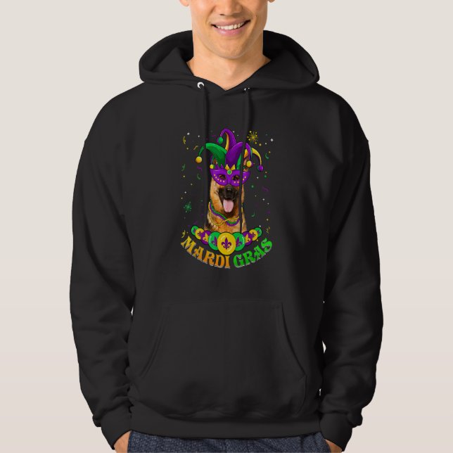 Cute Mardi Gras German Shepherd Dog Dad Dog Mom Ma Hoodie (Front)