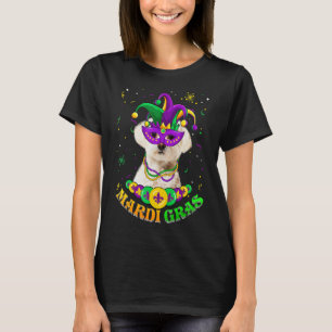 Cute Mardi Gras Maltese Dog Dad Dog Mum Mask Beads T-Shirt