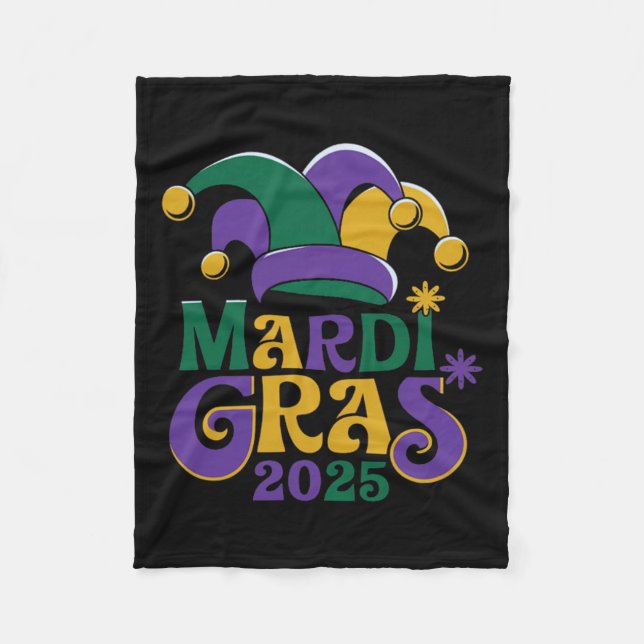 Cute Mardi Gras Mask Fun 2025  Fleece Blanket (Front)