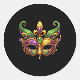 Cute Mardi Gras Mask Fun 2025 Mardi Gras Party Kid Classic Round Sticker