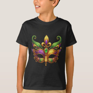 Cute Mardi Gras Mask Fun 2025 Mardi Gras Party Kid T-Shirt