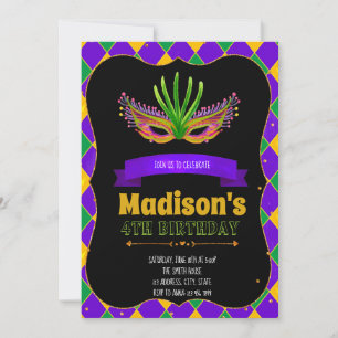 Cute mardi gras party invitation