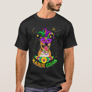 Cute Mardi Gras Pitbull Dog Dad Dog Mum Mask Beads T-Shirt
