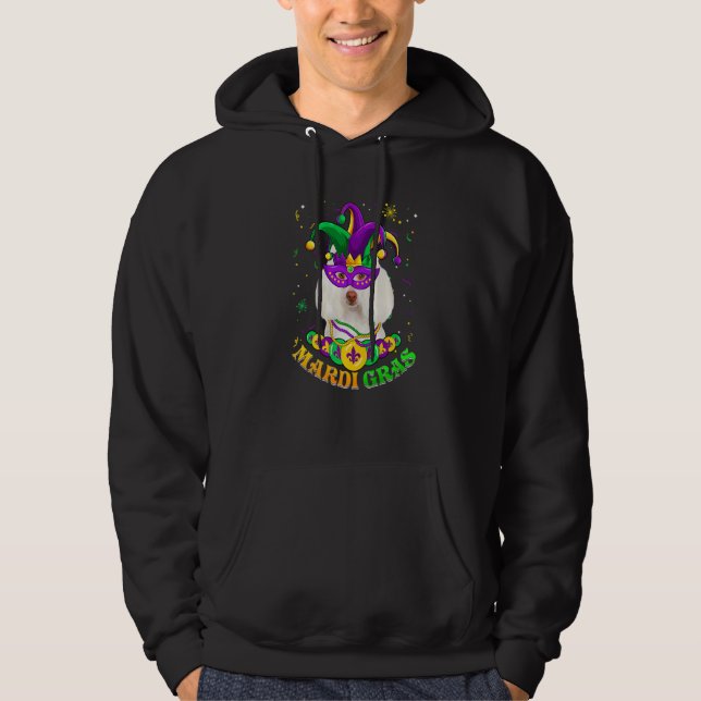 Cute Mardi Gras Poodle Dog Dad Dog Mom Mask Beads  Hoodie (Front)