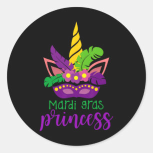 Cute Mardi Gras Princess Shirt Kids Toddler Girl O Classic Round Sticker