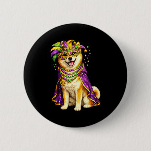 Cute Mardi Gras Shiba Inu Dog _1 6 Cm Round Badge