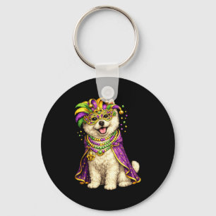 Cute Mardi Gras Themed West Highland Terrier, West Key Ring