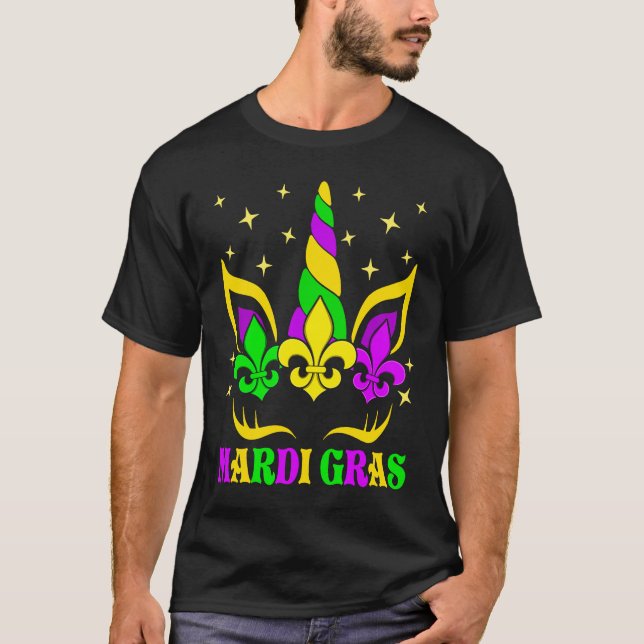 Cute Mardi Gras Unicorn Mardi Gras Kids Girls Boys T-Shirt (Front)