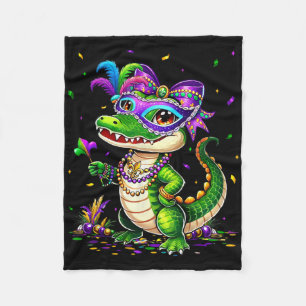Cute Mardigator Mardi Gras Alligator Costume Girl Fleece Blanket