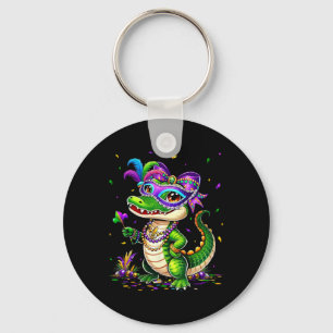 Cute Mardigator Mardi Gras Alligator Costume Girl Key Ring